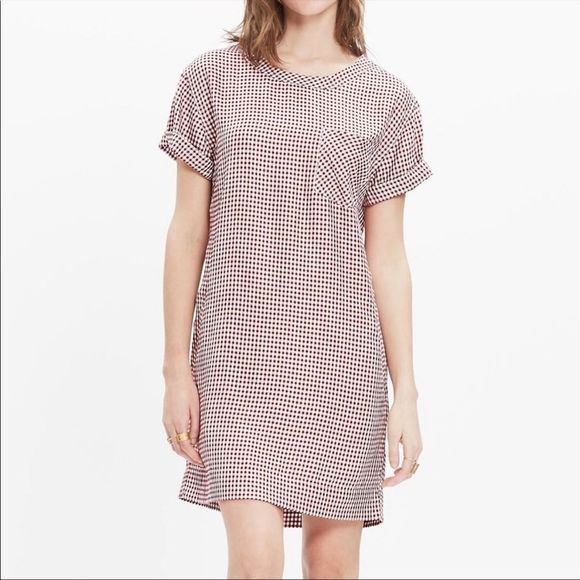 Madewell Red Gingham Checked Dress - Picture 1 of 8